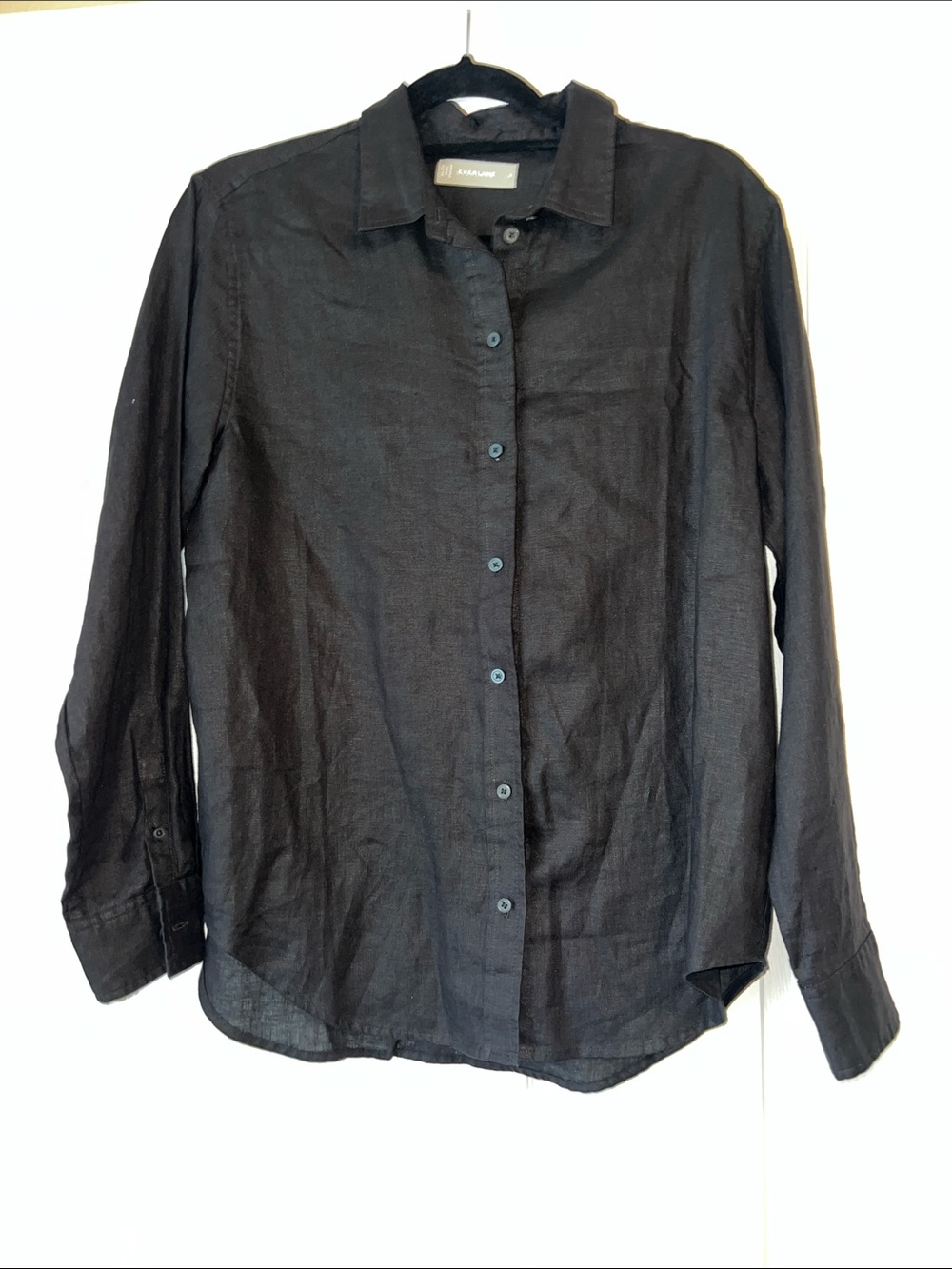 Everlane Relaxed Black Linen Long Sleeve Button Shirt 6
